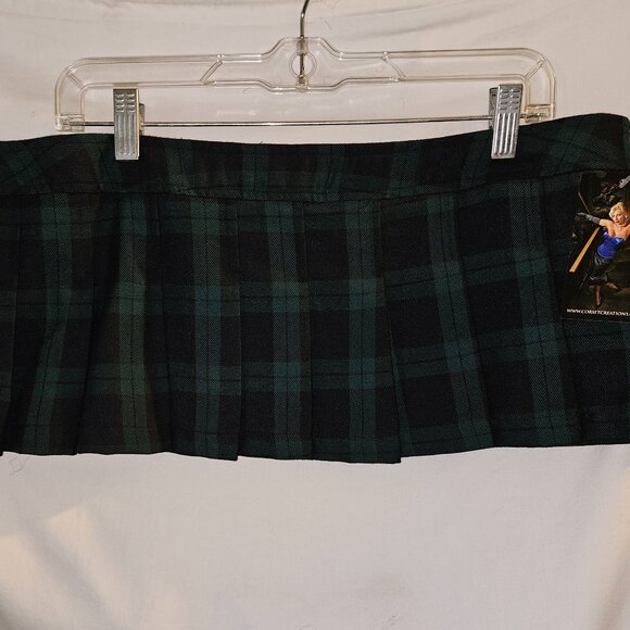 NWT LIP SERVICE XL GREEN PLAID NAUGHT SCHOOL GIRL SKIRT - Picture 1 of 15